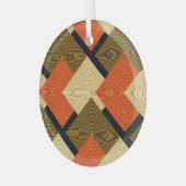 Retro geometrische vierkanten:  patroon. glas ornament (Voorkant links)