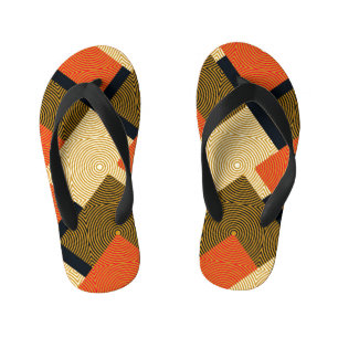 Retro geometrische vierkanten:  patroon. kinder teenslippers
