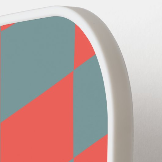 Retro geometrische vierkanten rood grijs geruit pa pickleball paddle (Links Detail)