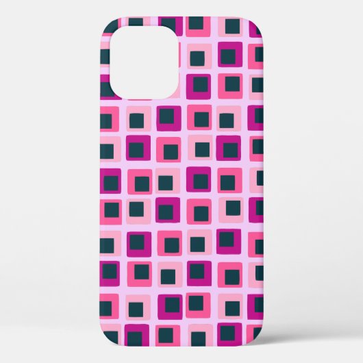 Retro geometrische vierkanten roze Case-Mate iPhone case (Achterkant)