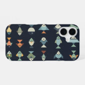 Retro Geometrische Vis iPhone 16 Hoesje (Achterkant horizontaal)