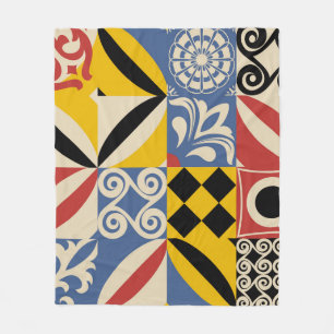 Retro geometrische vormen: Azulejos tegels. Fleece Deken