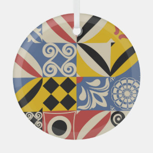 Retro geometrische vormen: Azulejos tegels. Glas Ornament
