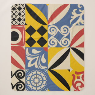 Retro geometrische vormen: Azulejos tegels. Sherpa Deken
