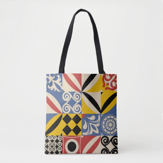 Retro geometrische vormen: Azulejos tegels. Tote Bag (Voorkant)