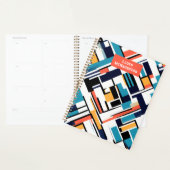 Retro geometrische vormen gepersonaliseerde 2024 p planner (Display)