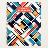 Retro geometrische vormen gepersonaliseerde 2024 p planner (Voorkant)