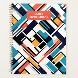 Retro geometrische vormen gepersonaliseerde 2024 p planner