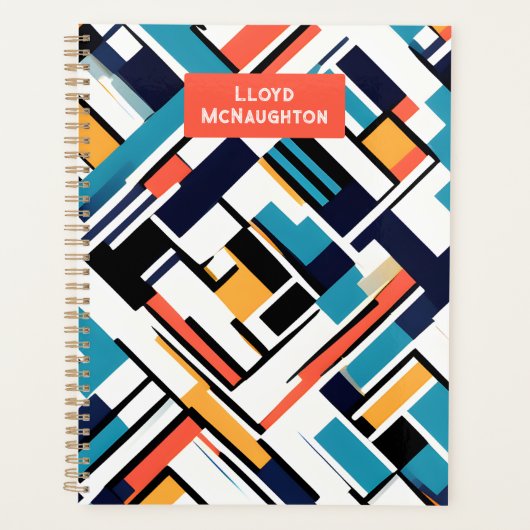 Retro geometrische vormen gepersonaliseerde 2024 p planner (Voorkant)
