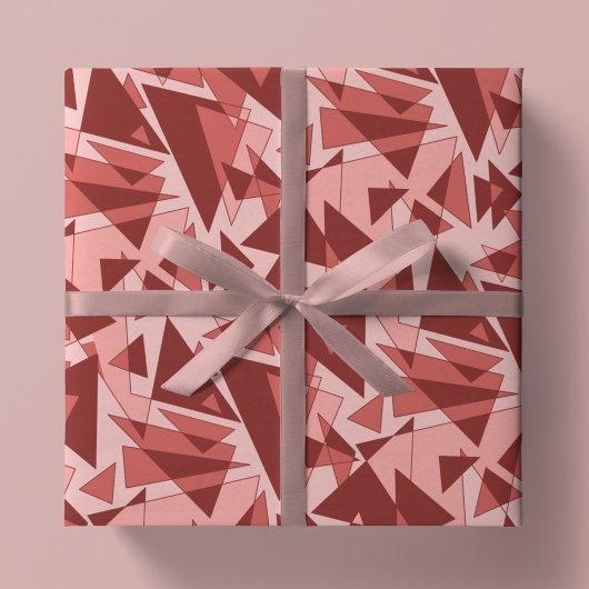 Retro geometrische vormen in roze, koraal & rood inpakpapier vel