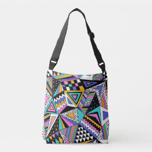 Retro geometrische vormen: kleurrijke Vintage. Crossbody Tas