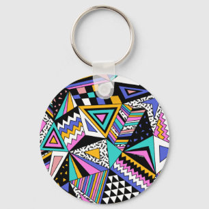 Retro geometrische vormen: kleurrijke Vintage. Sleutelhanger