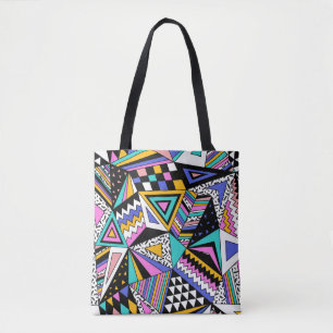 Retro geometrische vormen: kleurrijke Vintage. Tote Bag