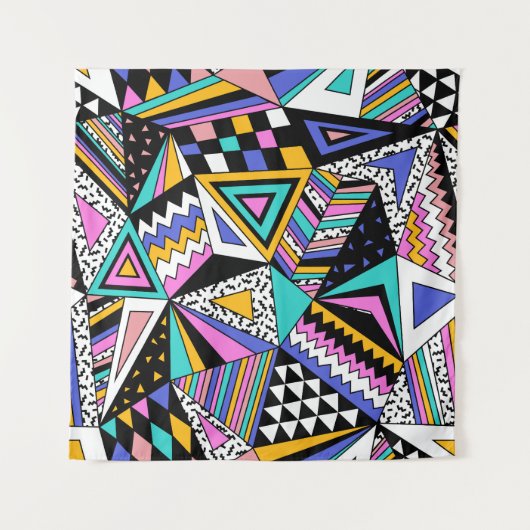 Retro geometrische vormen: kleurrijke Vintage. Wandkleed (Voorkant)