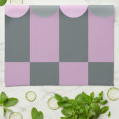 Retro Geometry Stripes Cirkels Paarse Grijs Theedoek (Gevouwen)