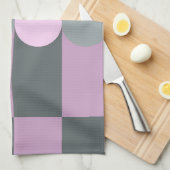 Retro Geometry Stripes Cirkels Paarse Grijs Theedoek (Quarter Fold)