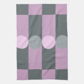 Retro Geometry Stripes Cirkels Paarse Grijs Theedoek (Verticaal)