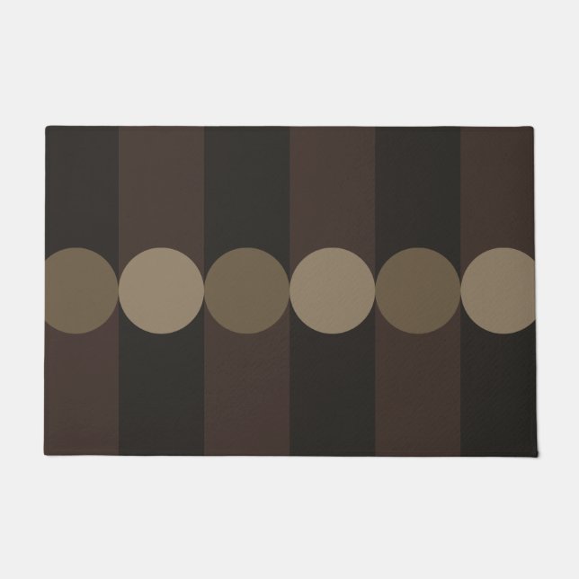 Retro Geometry Stripes Cirkels Zwart Goud Deurmat (Voorkant)