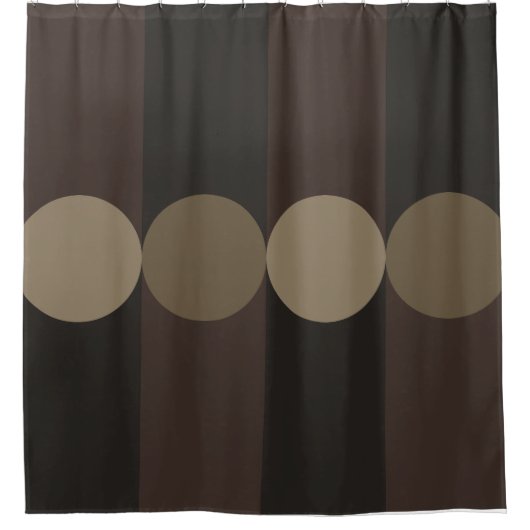 Retro Geometry Stripes Cirkels Zwart Goud Douchegordijn (Voorkant)