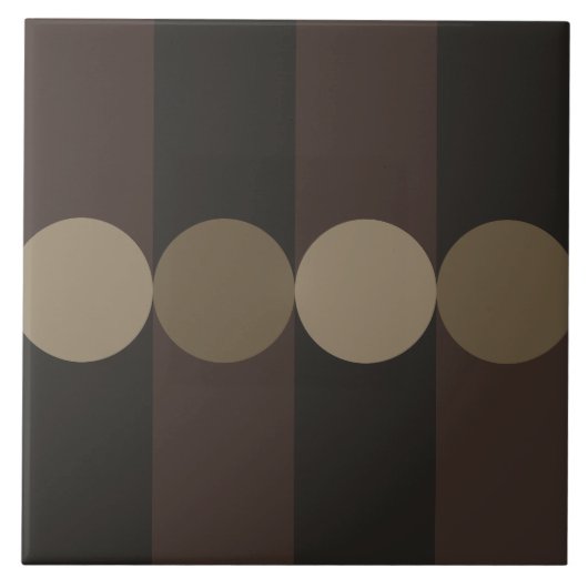 Retro Geometry Stripes Cirkels Zwart Goud Tegeltje (Voorkant)