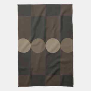 Retro Geometry Stripes Cirkels Zwart Goud Theedoek