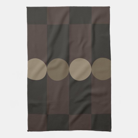 Retro Geometry Stripes Cirkels Zwart Goud Theedoek (Verticaal)