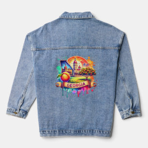 Retro Georgia Maps – kaart van de Verenigde State Denim Jacket
