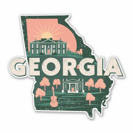 Retro Georgia Sticker (Voorkant)