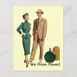 Retro gepakt We hebben kennisgeving Verplaatsen ve Aankondiging