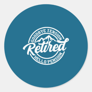 Retro Gepensioneerd Vaarwel Spanning Hallo Pensioe Ronde Sticker