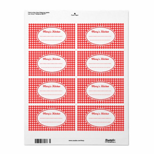 Retro Gepersonaliseerd keukenlabels Etiket (Full Sheet)