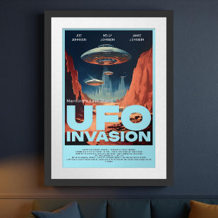 Retro Gepersonaliseerd Sci Fi UFO Film Poster
