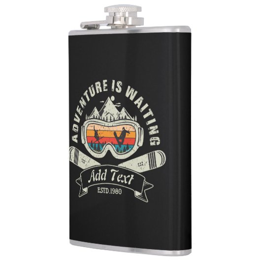 Retro gepersonaliseerd ski-avontuur heupfles (Links)