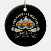 Retro gepersonaliseerd ski-avontuur keramisch ornament (Achterkant)