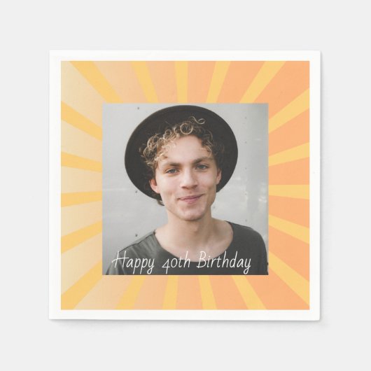 Retro gepersonaliseerde 40e verjaardag foto servet (Voorkant)
