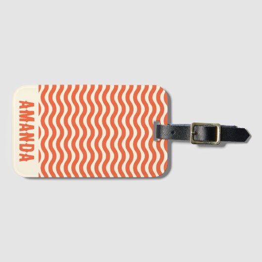 Retro gepersonaliseerde Abstracte golvende lijnen  Bagagelabel (Voorkant (horizontaal))