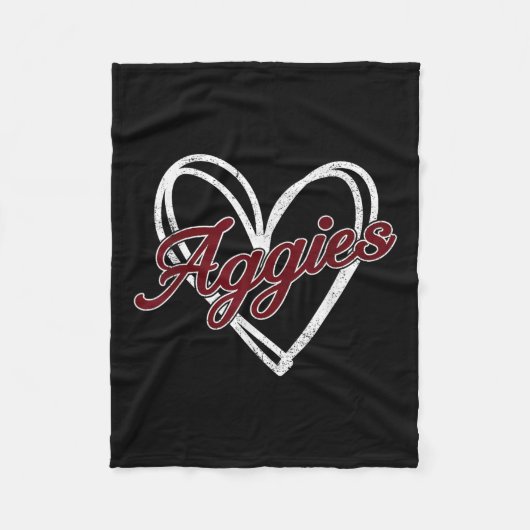Retro Gepersonaliseerde Aggies-hart Mannen Vrouwen Fleece Deken (Voorkant)