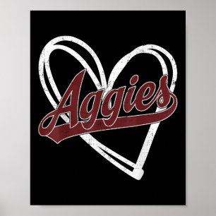 Retro Gepersonaliseerde Aggies-hart Mannen Vrouwen Poster