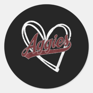 Retro Gepersonaliseerde Aggies-hart Mannen Vrouwen Ronde Sticker