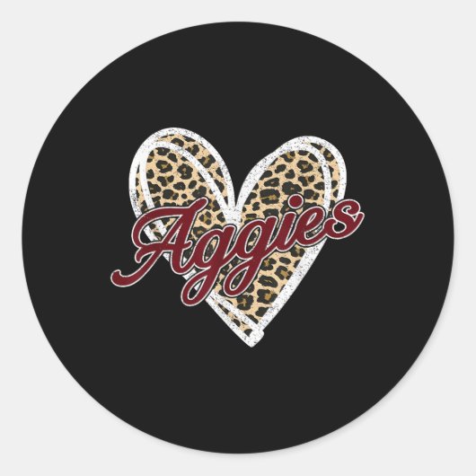 Retro Gepersonaliseerde Aggies-hart Mannen Vrouwen Ronde Sticker (Voorkant)