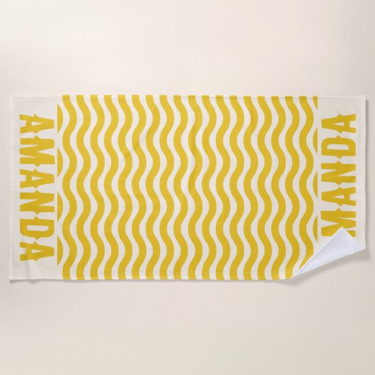 Retro Gepersonaliseerde bijpassende zomervakantie Strandlaken (Voorkant)