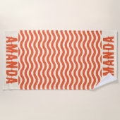 Retro Gepersonaliseerde bijpassende zomervakantie Strandlaken (Voorkant)