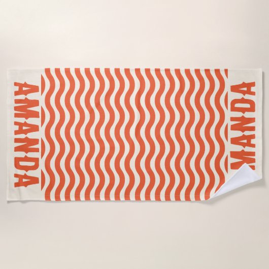 Retro Gepersonaliseerde bijpassende zomervakantie Strandlaken (Voorkant)