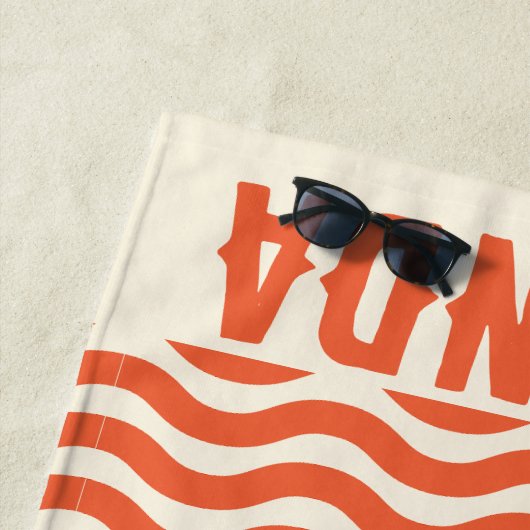 Retro Gepersonaliseerde bijpassende zomervakantie Strandlaken (In situ)