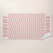 Retro Gepersonaliseerde bijpassende zomervakantie Strandlaken (Voorkant)