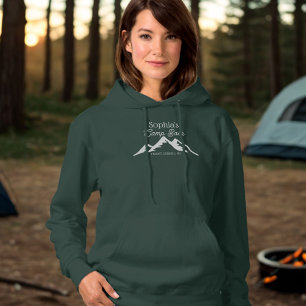 Retro Gepersonaliseerde Camp Bach Bergen Groen Hoodie