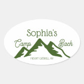 Retro Gepersonaliseerde Camp Bach Bergen Groen Ovale Sticker (Voorkant)