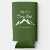 Retro Gepersonaliseerde Camp Bach Bergen Groen Seltzer Blikjeskoeler (Achterkant)