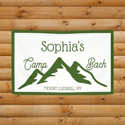 Retro Gepersonaliseerde Camp Bach Bergen Groen Spandoek