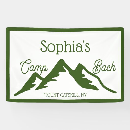 Retro Gepersonaliseerde Camp Bach Bergen Groen Spandoek (Horizontaal)